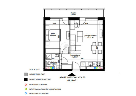 Mieszkanie na sprzedaż - Zwycięska Partynice, Wrocław-Krzyki, Wrocław, 46,11 m², 707 789 PLN, NET-629698