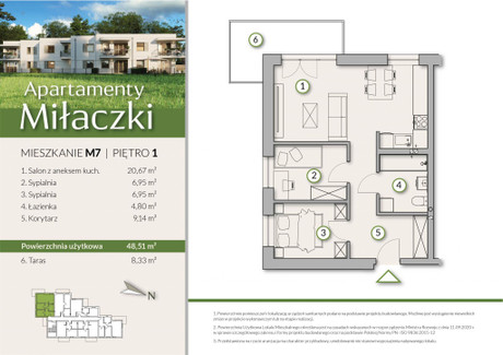 Mieszkanie na sprzedaż - J. Kilińskiego Radomsko, Radomszczański (Pow.), 48,51 m², 407 484 PLN, NET-1-5