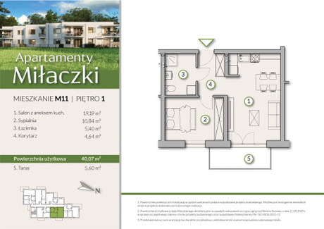 Mieszkanie na sprzedaż - J. Kilińskiego Radomsko, Radomszczański (Pow.), 40,07 m², 336 588 PLN, NET-1-1