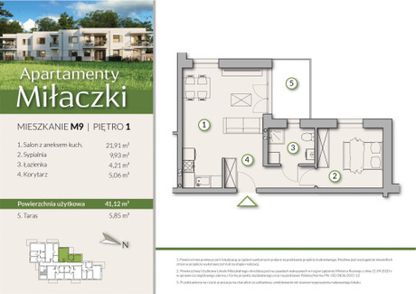 Mieszkanie na sprzedaż - J. Kilińskiego Radomsko, Radomszczański (Pow.), 41,12 m², 349 520 PLN, NET-1-3