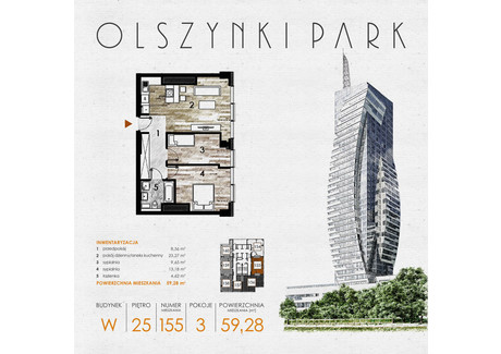 Mieszkanie na sprzedaż - Szopena 35C Śródmieście, Rzeszów, 59,85 m², inf. u dewelopera, NET-W155