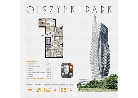 Mieszkanie na sprzedaż - Szopena 35C Śródmieście, Rzeszów, 88,76 m², inf. u dewelopera, NET-W166