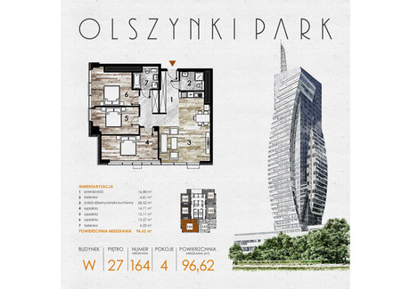 Mieszkanie na sprzedaż - Szopena 35C Śródmieście, Rzeszów, 97,43 m², inf. u dewelopera, NET-W164