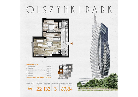 Mieszkanie na sprzedaż - Szopena 35C Śródmieście, Rzeszów, 70,36 m², inf. u dewelopera, NET-W133