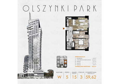 Mieszkanie na sprzedaż - Szopena 35C Śródmieście, Rzeszów, 60,13 m², inf. u dewelopera, NET-W15