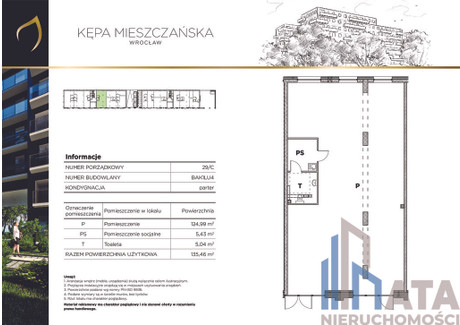 Biuro na sprzedaż - Mieszczańska Kępa Mieszczańska, Wrocław, 135,46 m², 1 965 999 PLN, NET-38/8464/OLS