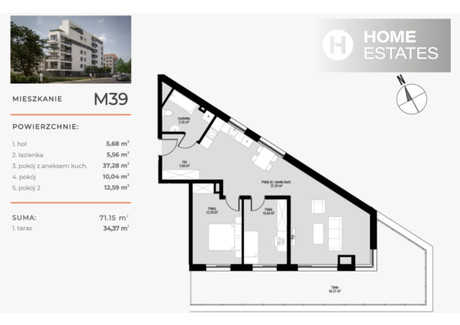 Mieszkanie na sprzedaż - Józefa Łepkowskiego Prądnik Czerwony, Kraków-Śródmieście, Kraków, 71,15 m², 1 173 975 PLN, NET-265917