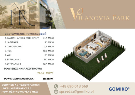 Mieszkanie na sprzedaż - Dostatnia Zawady, Wilanów, Warszawa, 73,4 m², 1 431 300 PLN, NET-84/15815/OMS