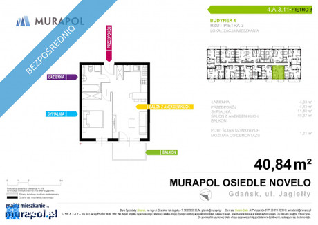 Mieszkanie na sprzedaż - Jagiełły Gdańsk, 41 m², 449 000 PLN, NET-32047