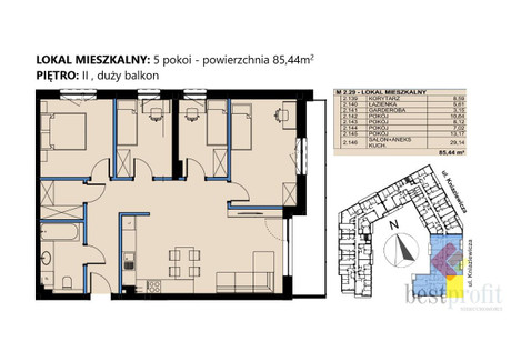 Mieszkanie na sprzedaż - Kniaziewicza Słupsk, 85,44 m², 640 000 PLN, NET-542