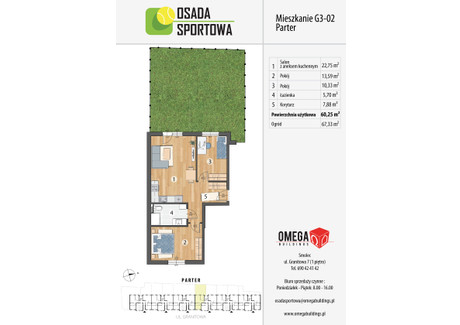 Mieszkanie na sprzedaż - Smolec pod Wrocławiem Oporów, Fabryczna, Wrocław, 60,25 m², 665 372 PLN, NET-14