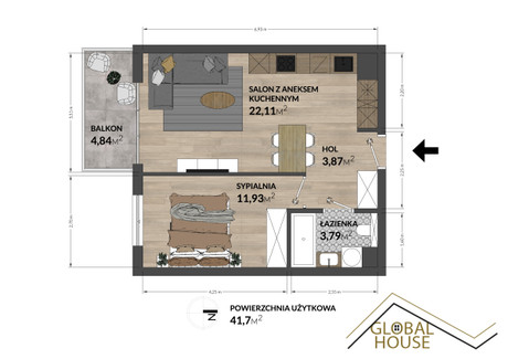 Mieszkanie na sprzedaż - Mogilska Grzegórzki, Kraków-Śródmieście, Kraków, 41,7 m², 758 000 PLN, NET-753544