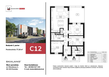 Mieszkanie na sprzedaż - Nowina Poznań, Kórnik, poznański, 77,18 m², 550 000 PLN, NET-C9
