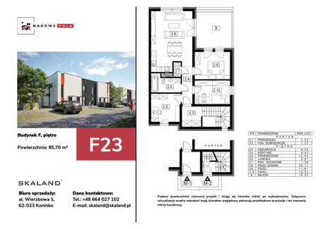 Mieszkanie na sprzedaż - Nowina Poznań, Kórnik, poznański, 85,7 m², 527 000 PLN, NET-F23