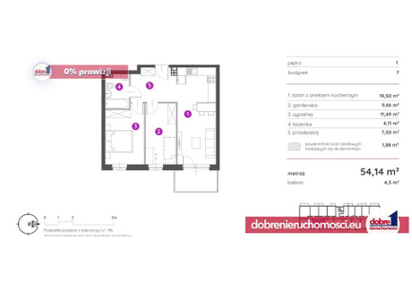 Mieszkanie na sprzedaż - Fordon - Akademickie, Bydgoszcz, 54 m², 404 426 PLN, NET-64551