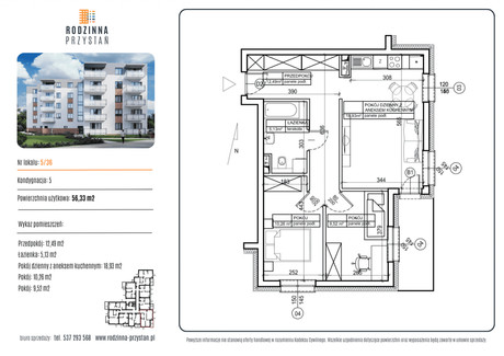 Mieszkanie na sprzedaż - 1 Sierpnia Dobre Miasto (Gm.), Olsztyński (Pow.), 56,33 m², 433 741 PLN, NET-19077066