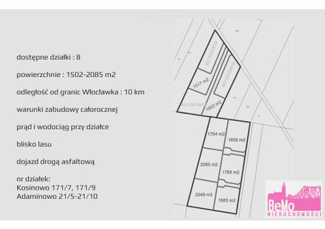 Działka na sprzedaż - Kosinowo, Włocławek, Włocławski, 1502 m², 63 084 PLN, NET-BMO-GS-2865