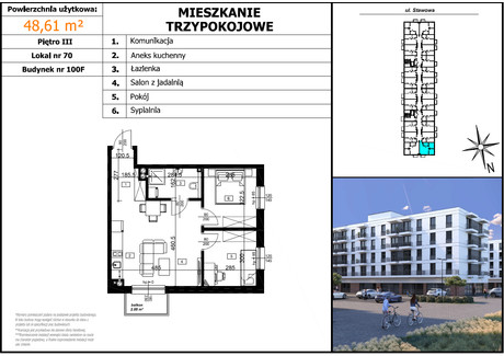 Mieszkanie na sprzedaż - Stawowa Czechowice-Dziedzice, Bielski (pow.), 48,61 m², 384 019 PLN, NET-1.1