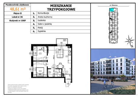 Mieszkanie na sprzedaż - Stawowa Brzeziny, Czechowice-Dziedzice (Gm.), Bielski (Pow.), 48,61 m², 384 019 PLN, NET-3.1