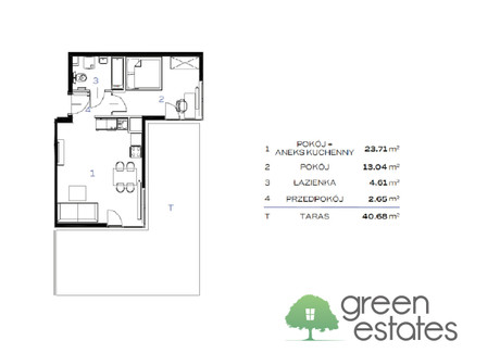 Mieszkanie na sprzedaż - Górka Narodowa, Kraków-Krowodrza, Kraków, 44,01 m², 772 684 PLN, NET-902912