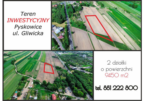 Działka na sprzedaż - Teren produkcyjno-usługowy 0, Zaolszany, Pyskowice, Gliwicki, 9450 m², 990 000 PLN, NET-50380945