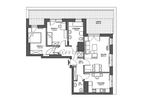 Mieszkanie na sprzedaż - Rajska Mokotów, Warszawa, Mokotów, Warszawa, 76,9 m², 1 845 600 PLN, NET-HH-MS-846802