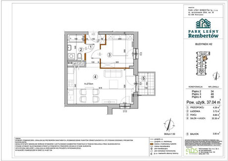 Mieszkanie na sprzedaż - Chełmżyńska Nowy Rembertów, Rembertów, Warszawa, 37,04 m², 494 000 PLN, NET-99684