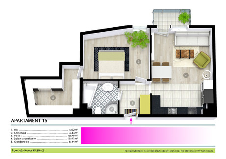 Mieszkanie na sprzedaż - Kazimierza Pułaskiego Luboń, Poznański, 49,6 m², 412 000 PLN, NET-35460/3685/OMS