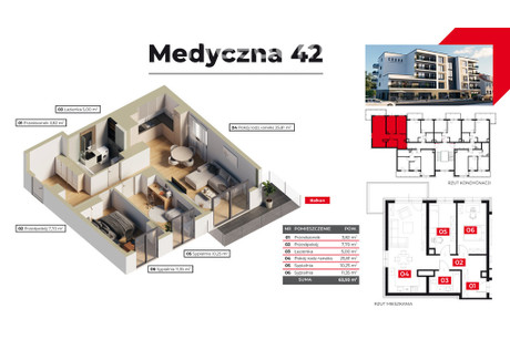 Mieszkanie na sprzedaż - Medyczna Górne, Piła, Pilski, 63,94 m², 562 584 PLN, NET-33723/3685/OMS