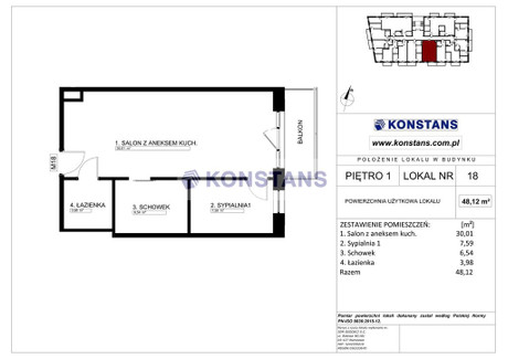 Mieszkanie na sprzedaż - Stankowizna Gliniak, Mińsk Mazowiecki, Miński, 48,12 m², 442 704 PLN, NET-33472/270/OMS