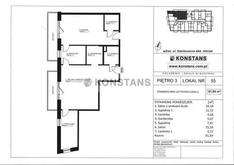 Mieszkanie na sprzedaż - Stankowizna Gliniak, Mińsk Mazowiecki, Miński, 91,89 m², 781 065 PLN, NET-33502/270/OMS