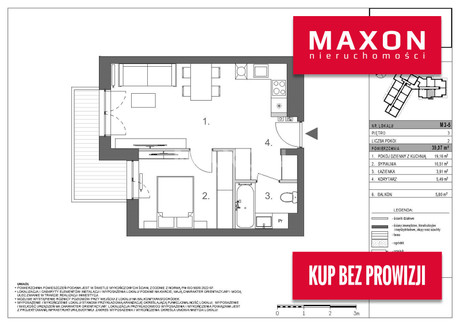 Mieszkanie na sprzedaż - Lewinowska Targówek, Warszawa, 39,07 m², 613 399 PLN, NET-61475/MS/MAX