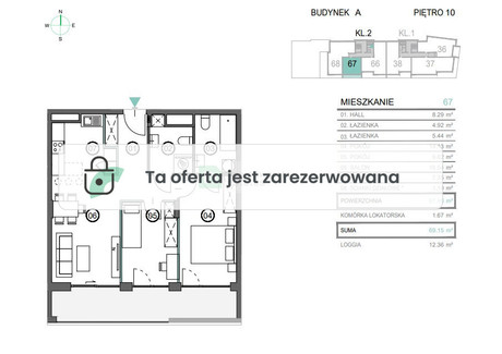 Mieszkanie na sprzedaż - Śliczna Grzegórzki, Kraków, 67,48 m², 901 208 PLN, NET-20702/2089/OMS