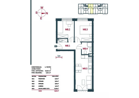 Mieszkanie na sprzedaż - Nowa Huta, Kraków-Nowa Huta, Kraków, 43,55 m², 522 600 PLN, NET-DV753930