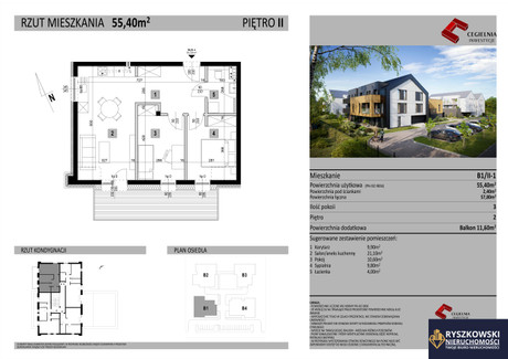 Mieszkanie na sprzedaż - Zamość, 55,4 m², 443 200 PLN, NET-86