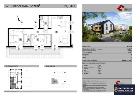 Mieszkanie na sprzedaż - Zamość, 62,2 m², 463 500 PLN, NET-87