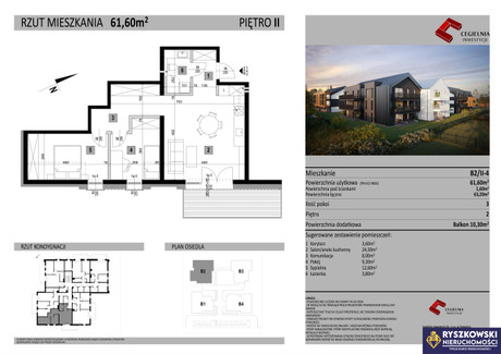 Mieszkanie na sprzedaż - Zamość, 63,2 m², 460 534 PLN, NET-62