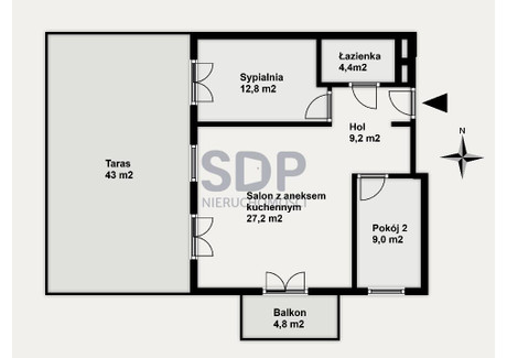 Mieszkanie na sprzedaż - Wiejska Fabryczna, Wrocław, 62,6 m², 760 451 PLN, NET-35169