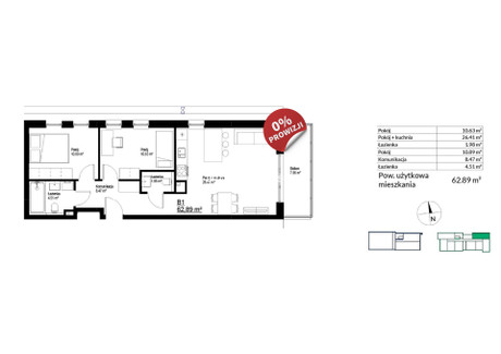 Mieszkanie na sprzedaż - Bieżanów Bieżanów-Prokocim, Bieżanów, Kraków, Kraków M., 62,89 m², 817 570 PLN, NET-BS2-MS-300142