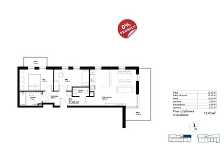 Mieszkanie na sprzedaż - Bieżanów Bieżanów-Prokocim, Bieżanów, Kraków, Kraków M., 71,4 m², 892 500 PLN, NET-BS2-MS-300052