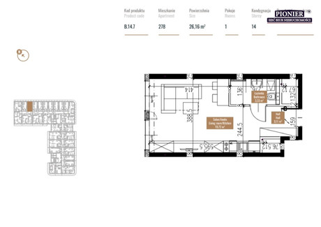 Mieszkanie na sprzedaż - Katowice, Katowice M., 26,16 m², 353 780 PLN, NET-PEK-MS-7715