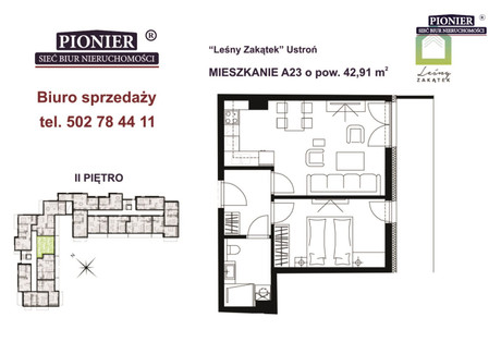 Mieszkanie na sprzedaż - Hermanice, Ustroń, Cieszyński, 42,91 m², 497 756 PLN, NET-PEB-MS-7590-2