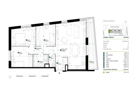 Mieszkanie na sprzedaż - Szeligowska Bemowo, Warszawa, Bemowo, Warszawa, 76,46 m², 1 243 000 PLN, NET-668919