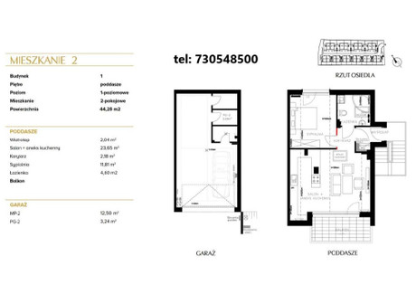 Mieszkanie na sprzedaż - Władysława Żeleńskiego Bronowice, Kraków, 44,28 m², 717 551 PLN, NET-880887