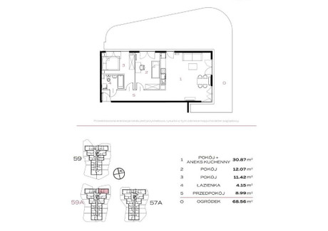 Mieszkanie na sprzedaż - Stefana Banacha Górka Narodowa, Kraków-Krowodrza, Kraków, 67,5 m², 844 627 PLN, NET-827996