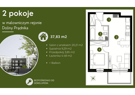 Mieszkanie na sprzedaż - Prądnik Biały, Kraków-Krowodrza, Kraków, 37,83 m², 561 400 PLN, NET-456044