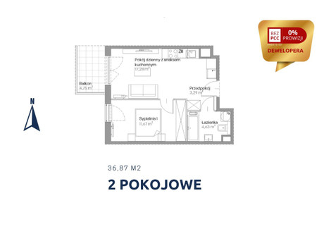 Mieszkanie na sprzedaż - Czyżyny, Kraków-Nowa Huta, Kraków, 36,87 m², 549 353 PLN, NET-924121