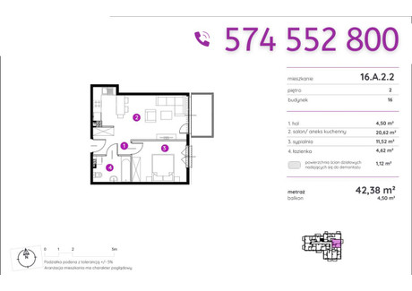 Mieszkanie na sprzedaż - Jeziorna Siewierz, Będziński, 42,29 m², 318 800 PLN, NET-271309