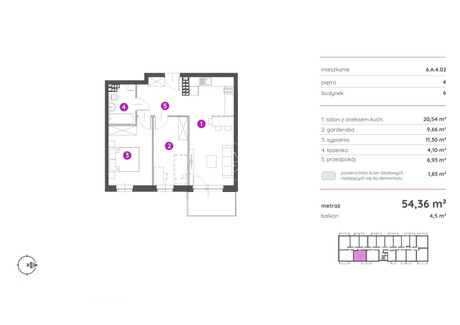 Mieszkanie na sprzedaż - Nowy Fordon, Fordon, Bydgoszcz, Bydgoszcz M., 54,36 m², 392 941 PLN, NET-PAT-MS-1390