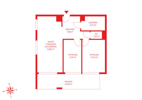 Mieszkanie na sprzedaż - Aleja Gen. Władysława Sikorskiego Mokotów, Warszawa, Mokotów, Warszawa, 58,85 m², 1 071 032 PLN, NET-PH271946